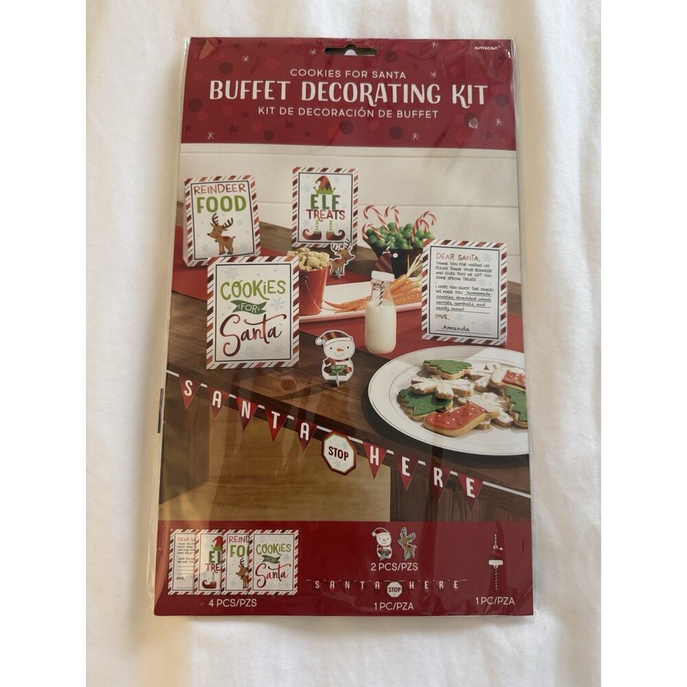 New Amscan Santa Shop Bufffet Decorating Kit Cookies 4-piece Christmas